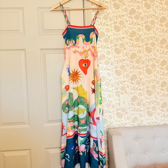 Whimsical Colorful Maxi Dress | Size Small | Linen Blend - Picture 5 of 5
